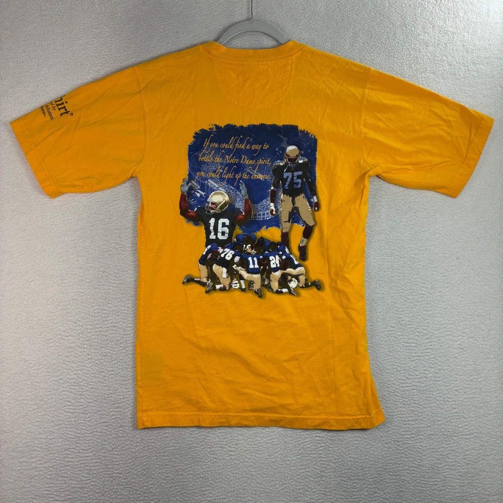 Y2K Notre Dame Football T Shirt Men S Gold The Spirit Lives 2005 Pro Edge